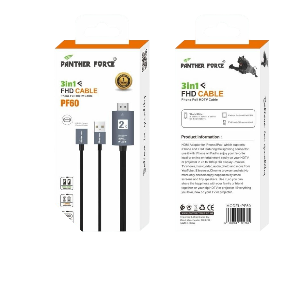 PF60- PANTHER FORCE 3 IN 1 FHD CABLE PF60- PANTHER FORCE 3 IN 1 FHD CABLE
